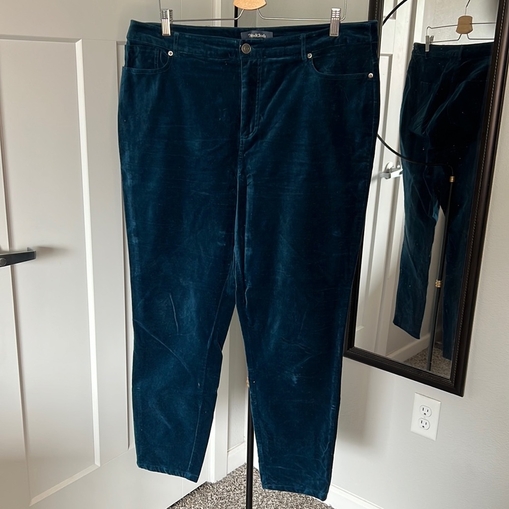 Modcloth High Waisted Blue Velvet Pants